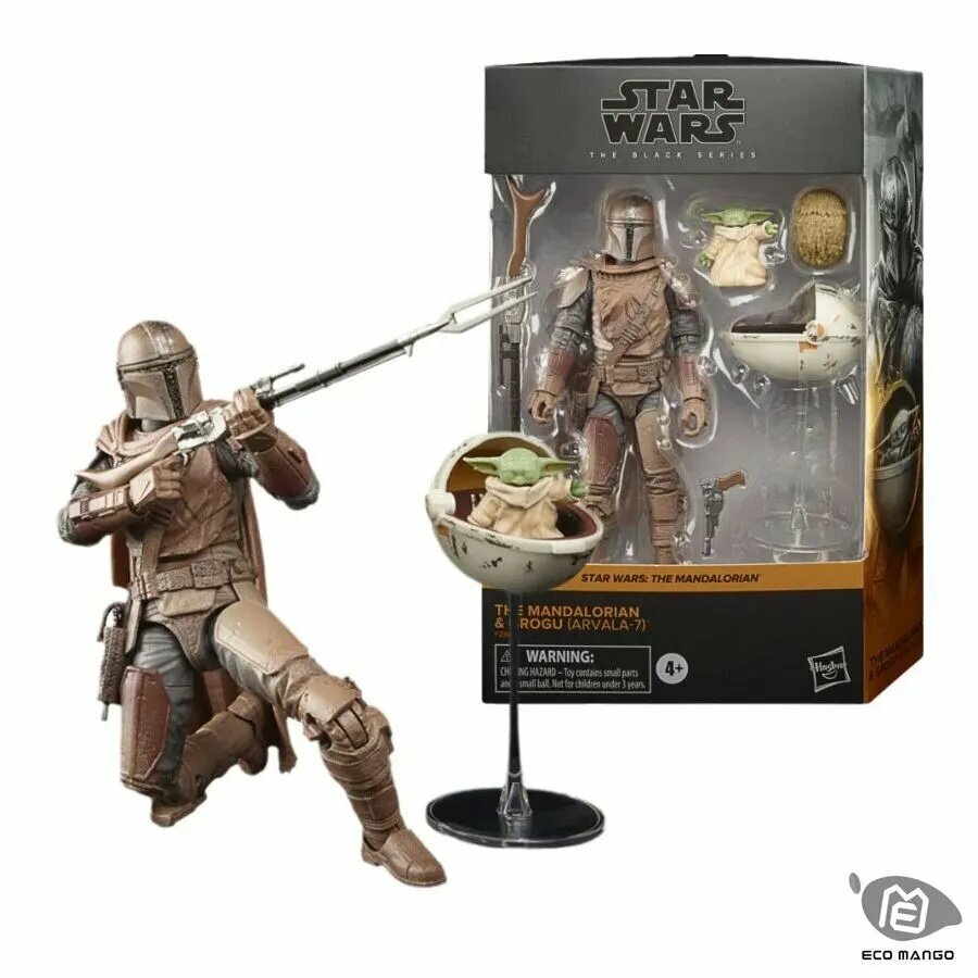 Фигурка Hasbro Star Wars Мандалорианец и Грогу (Арвала-7) черная серия 15 см, Grogu