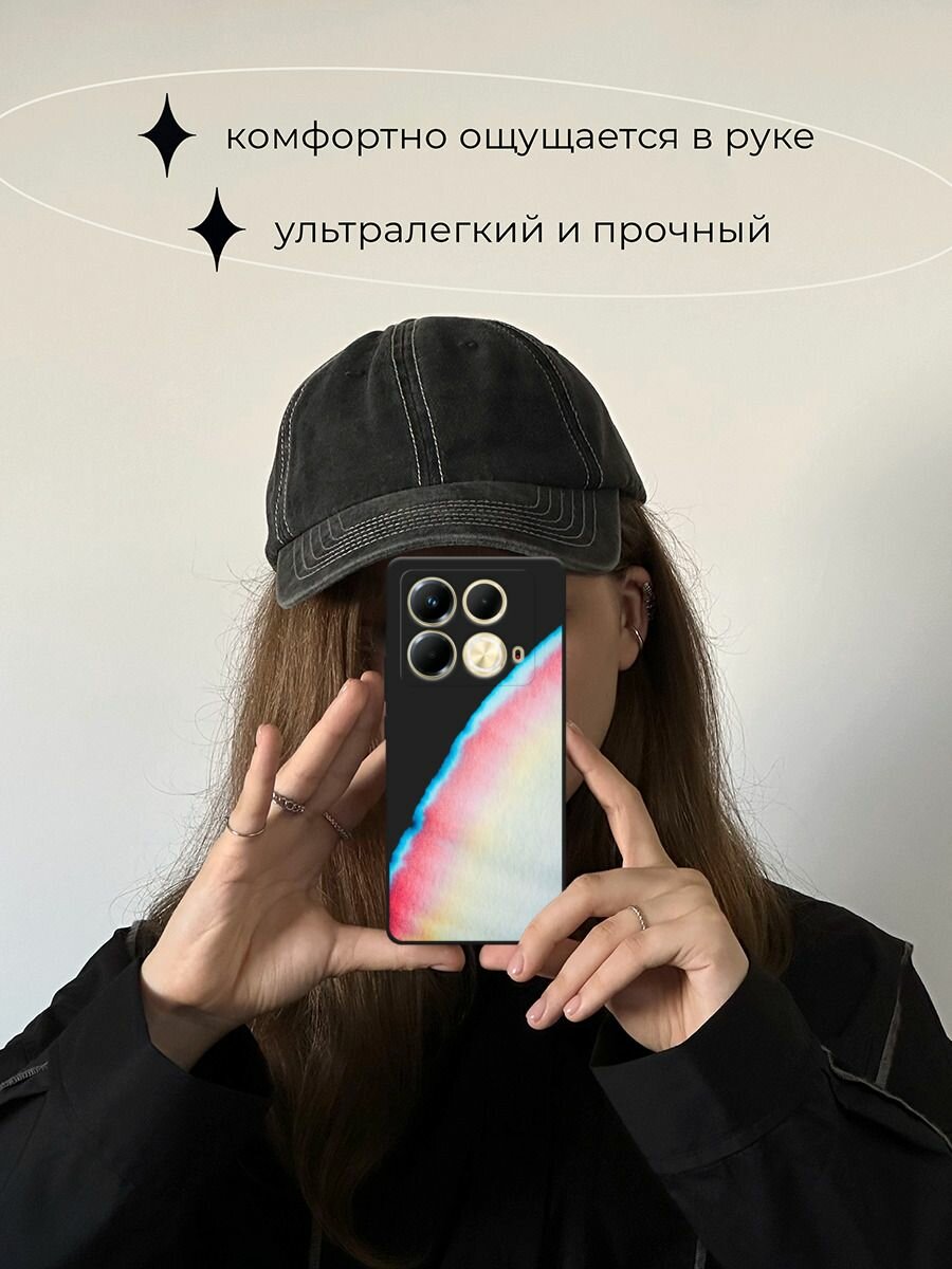 Черный матовый чехол на Infinix Note 40 / Инфиникс Нот 40 с принтом Слияние красок — фото 1
