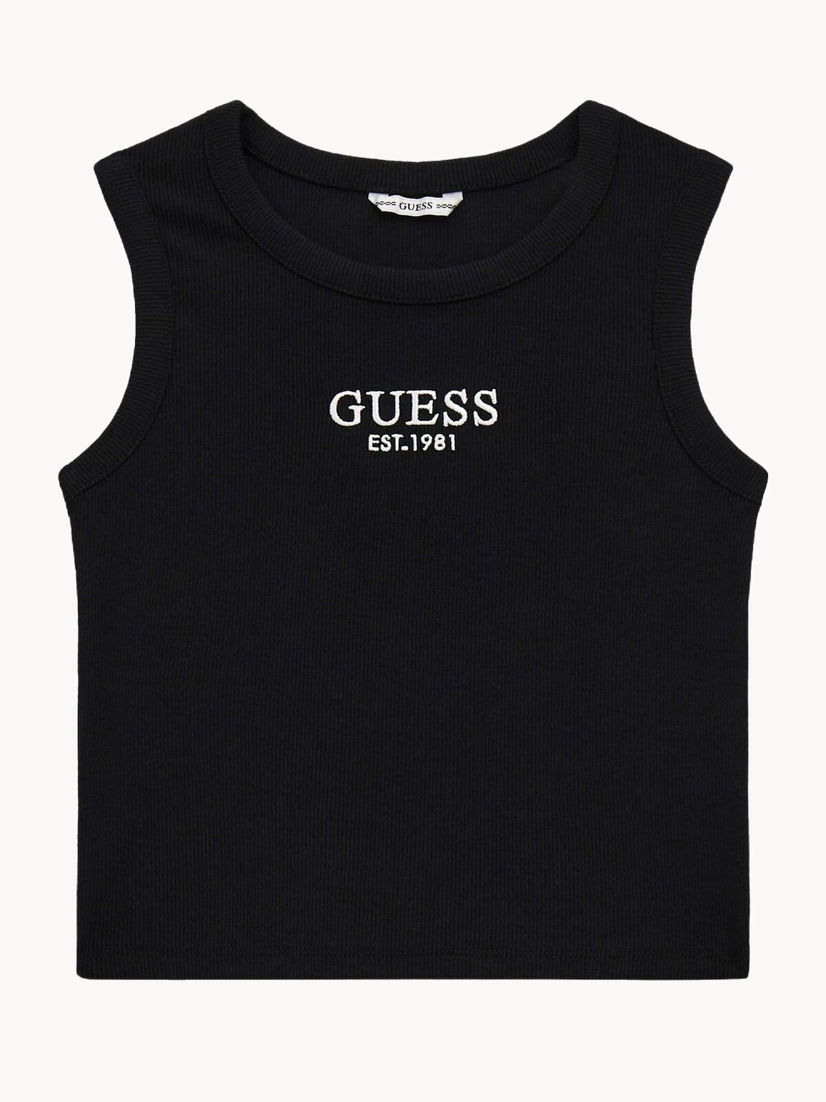 Майка GUESS Rib Midi SL T-Shirt, размер 12, черный