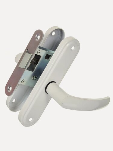 Изображение товара Защелка врезная Зенит 3Щ3.08 белая, фурнитура для межкомнатных дверей, надежный механизм, артикул БП-00011935, Россия