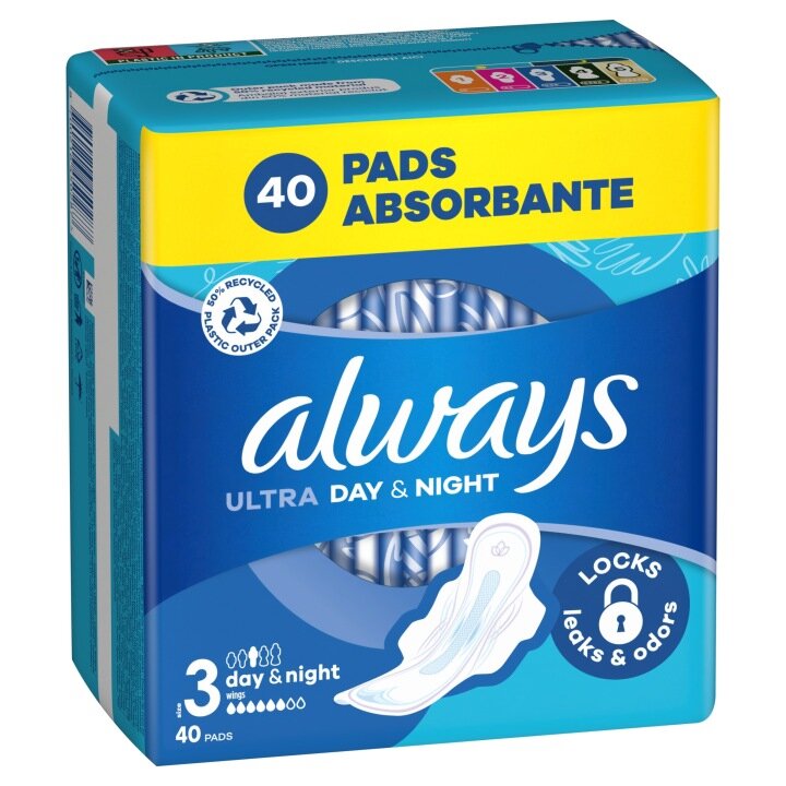 Набор гигиенических прокладок Always Ultra Day & Night - с крылышками, размер 3, 2 x 40 шт.