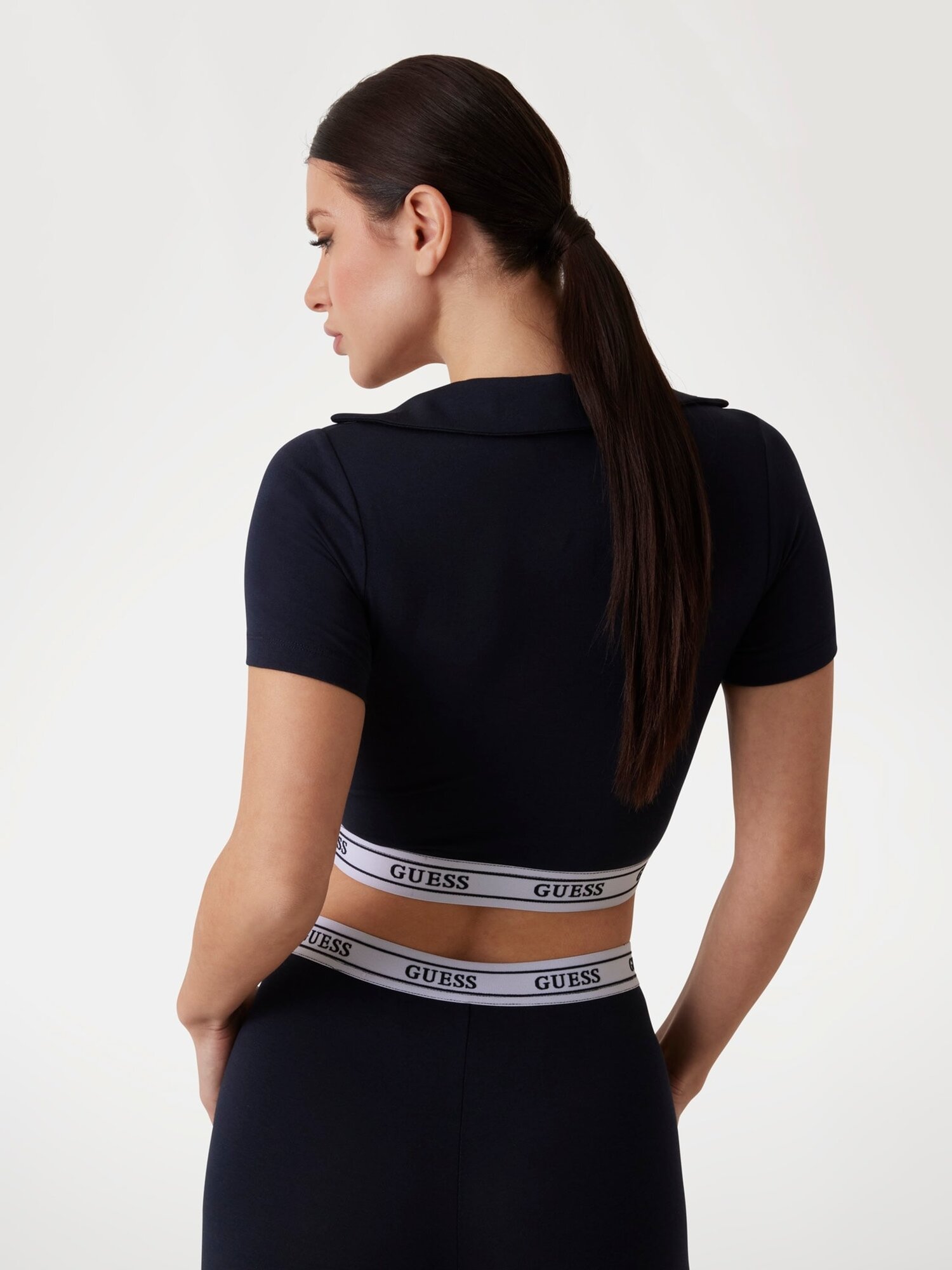 Поло GUESS New Aline Top Eco Str Jersey, размер S, cиний — фото 1