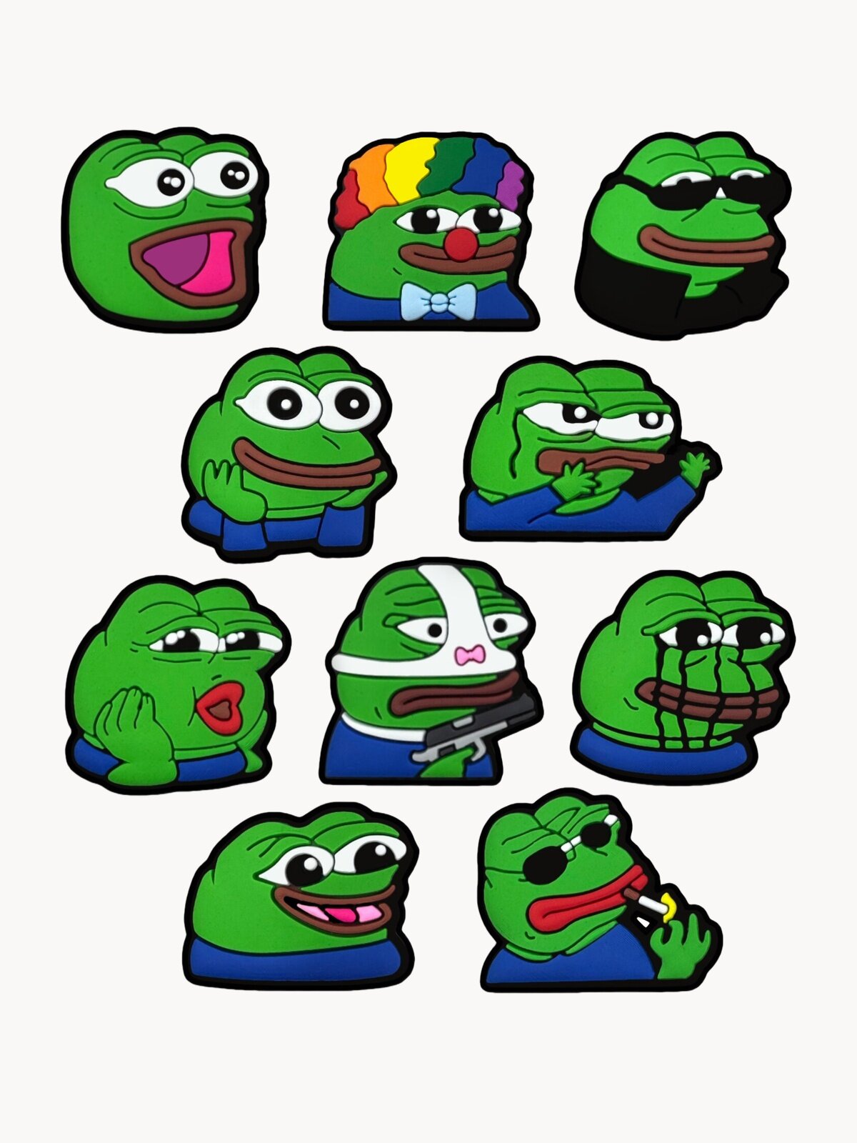 Украшения для обуви джибики("Мемы", "Пепе"), Джибитсы(10 штук)