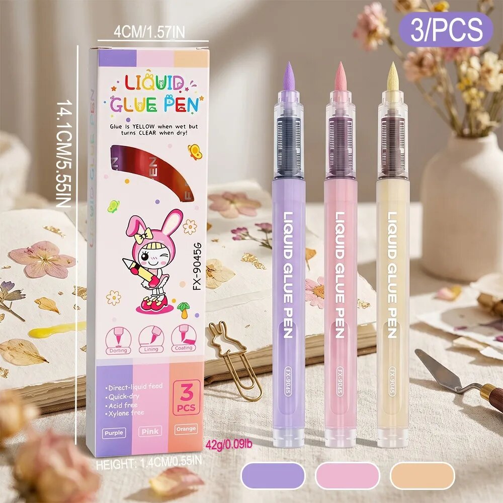 Ручки-клей Liquid Glue Pen, Set-B, 3шт