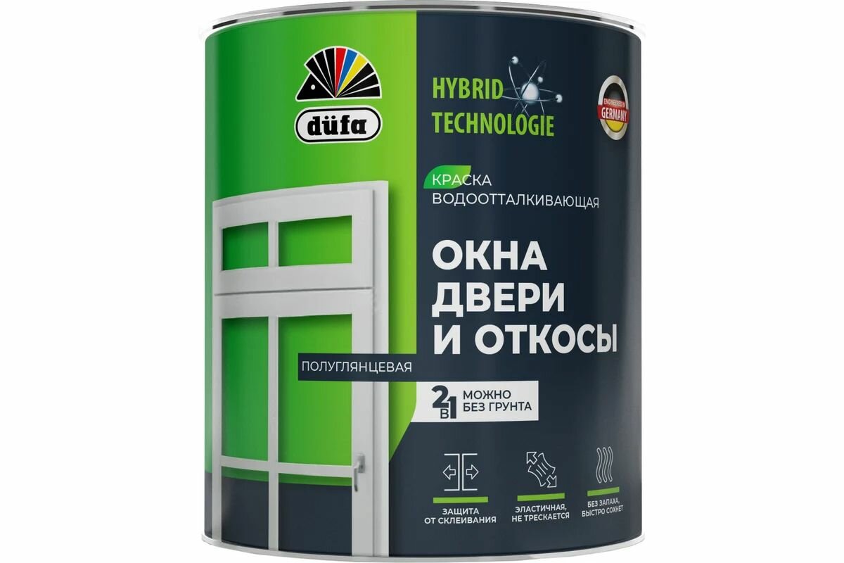 Эмаль для окон дверей и откосов Dufa акриловая полуглянцевая база 3 175 л