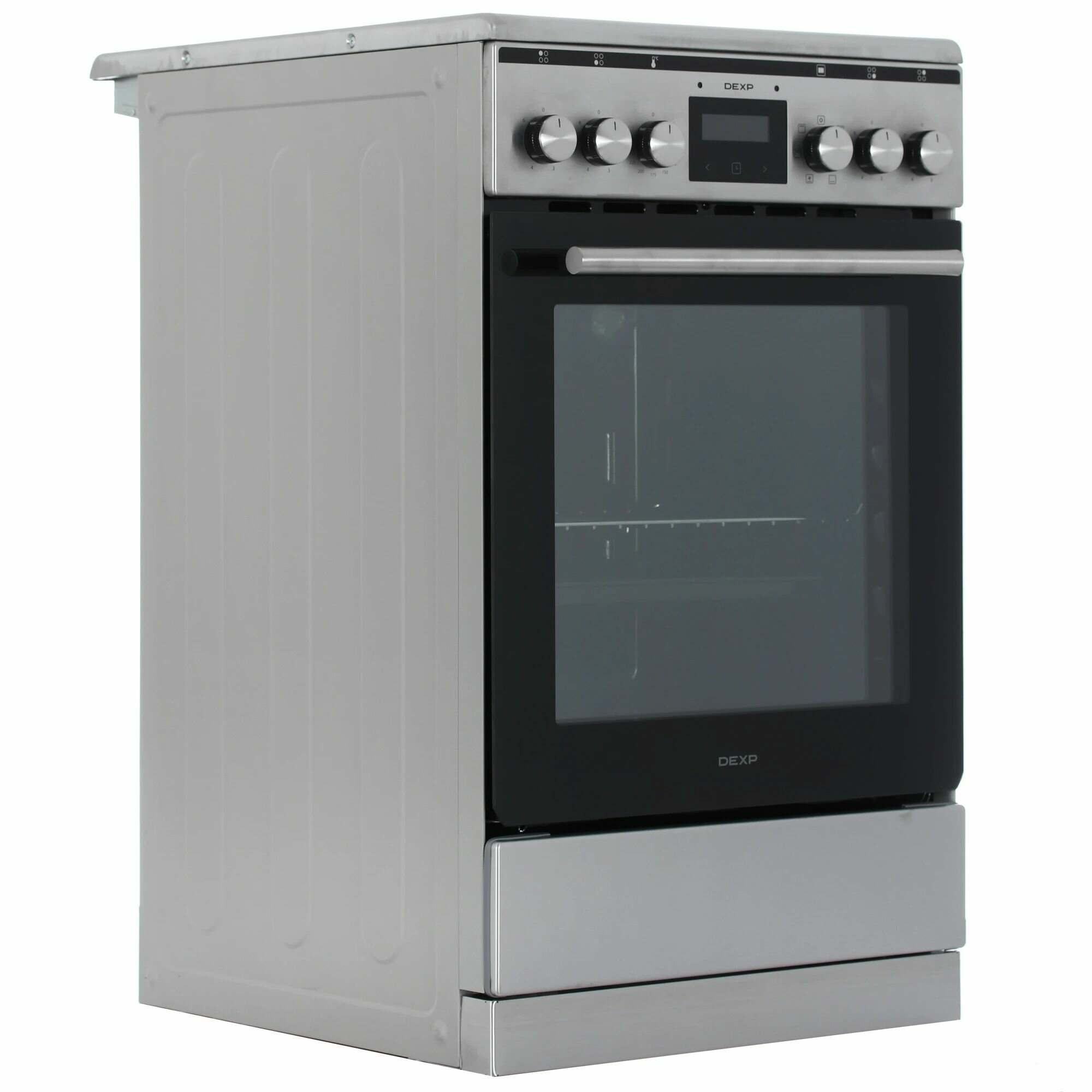 Плита электрическая DEXP EC50-M01D, 4 конфорки, 56л, серая, стеклокерамика — фото 1