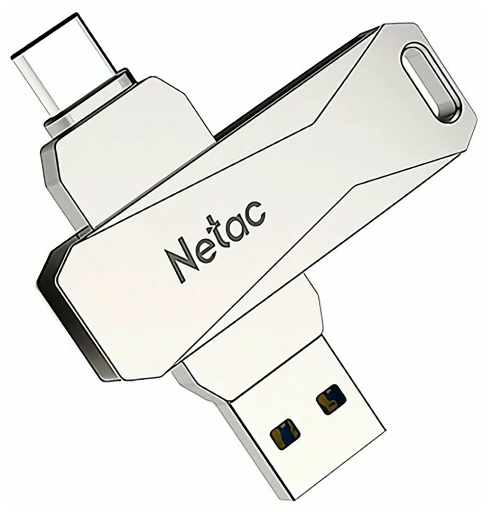 Флешка Netac U782C, 64 ГБ, USB 3.0/USB Type-C, серебристый (NT03U782C-064G-30PN)