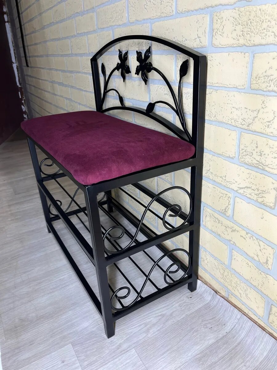 Кованая банкетка №04, Студия кованой мебели Нива, цвет темная слива — фото 1