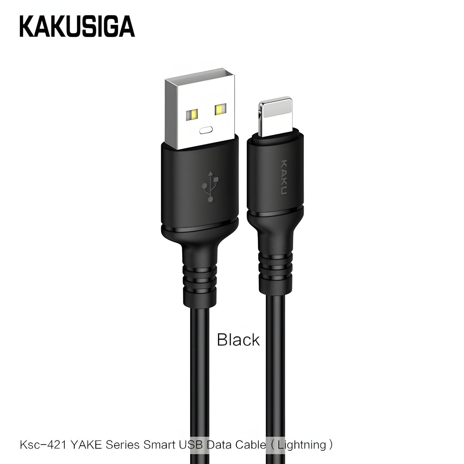 Кабель Lightning KAKUSIGA KSC-421, 1м, черный, для iPhone, быстрая зарядка, синхронизация данных