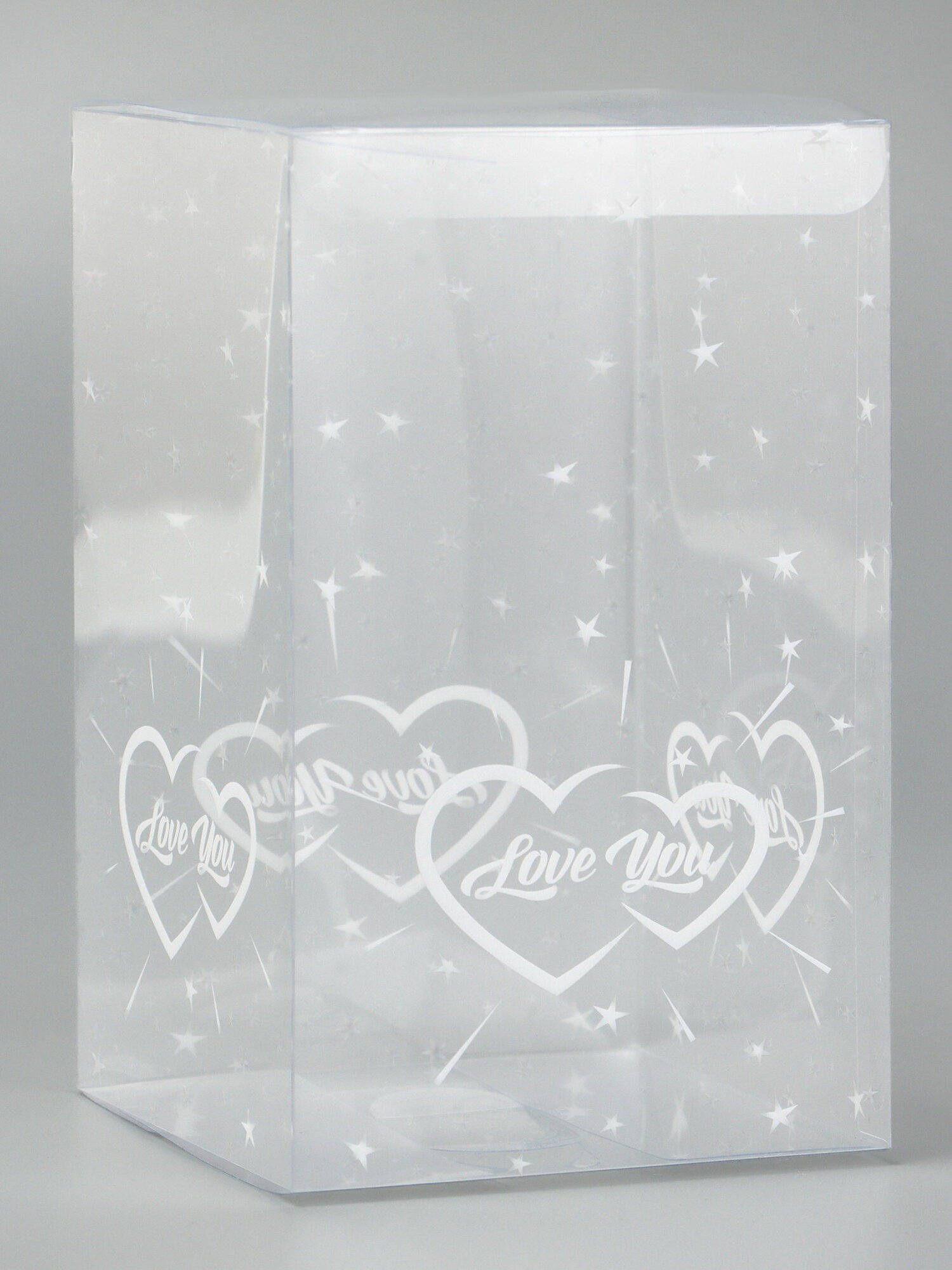 Складная коробка из PVC LOVE YOU прозрачная с рисунком 11x11x18 см 5 шт 5 шт.