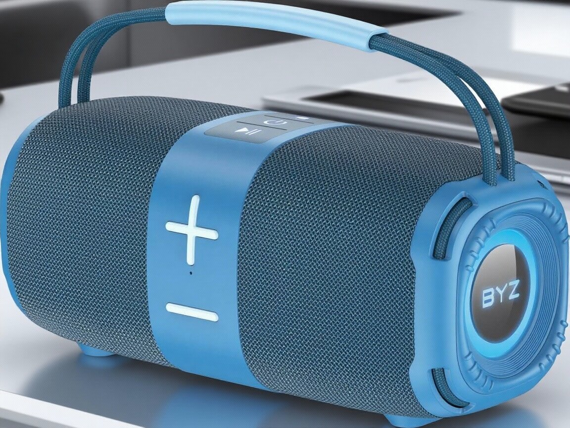 Портативная колонка BYZ-602, Bluetooth, FM, USB, с радио, 2 ч автономной работы, синего цвета — фото 1
