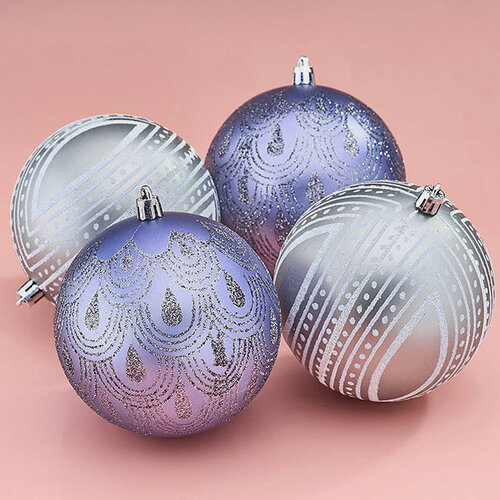 Изображение товара Елочные шары Savelli - Palermo 10 см, 4 шт, пластик, Winter Deco, 1000647