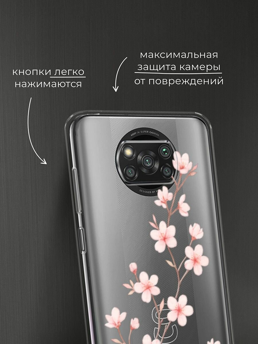 Чехол на Xiaomi Poco X3/X3 Pro / Поко X3/X3 Pro с принтом "Веточка сакуры 2" — фото 1
