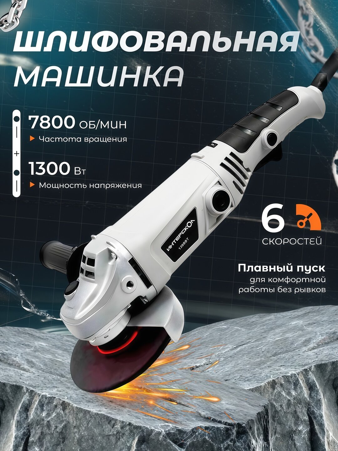 Угловая болгарка от Интерскол с диаметром 125 мм : с плавным пуском, с регулировкой оборотов