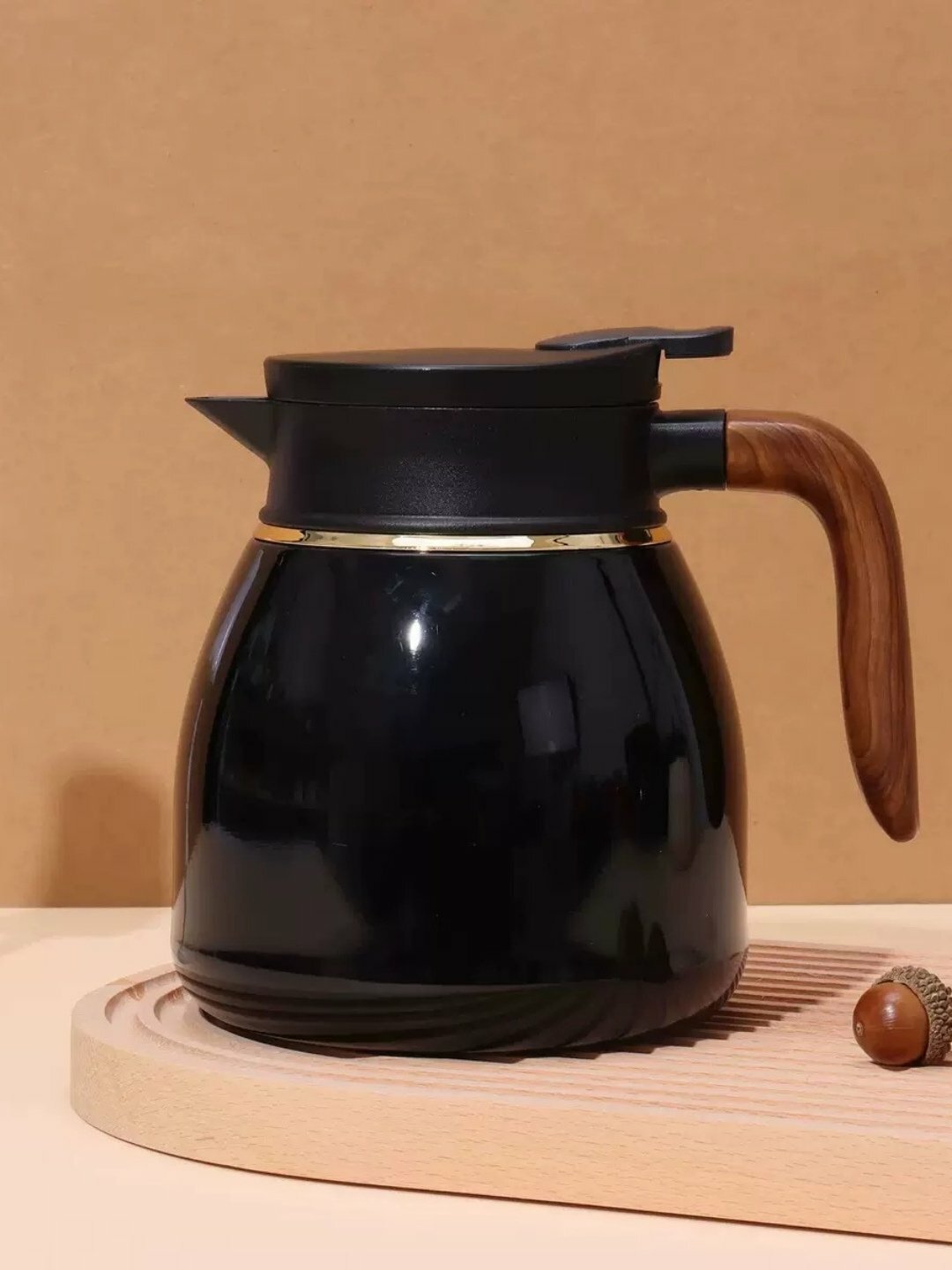 Чайник-термос с датчиком, из нержавеющей 316, дизайн, подходит для работы, отдыха и спорта 1,1 л черный