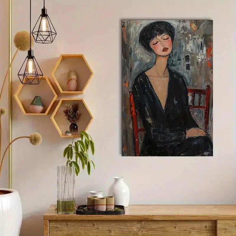 Живопись на холсте, женский портрет 50x70см, Цвет: 09