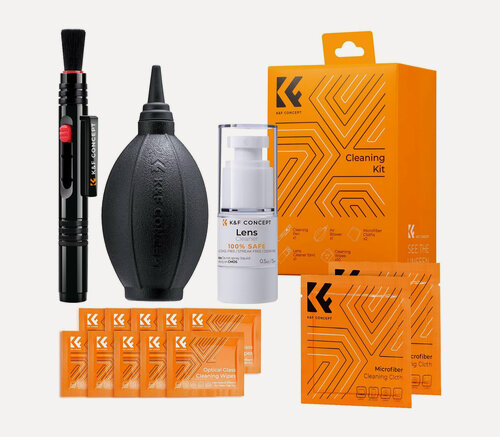 Изображение товара Набор для чистки оптики K&F Concept 1918, 15 в 1, салфетки, карандаш, груша, жидкость