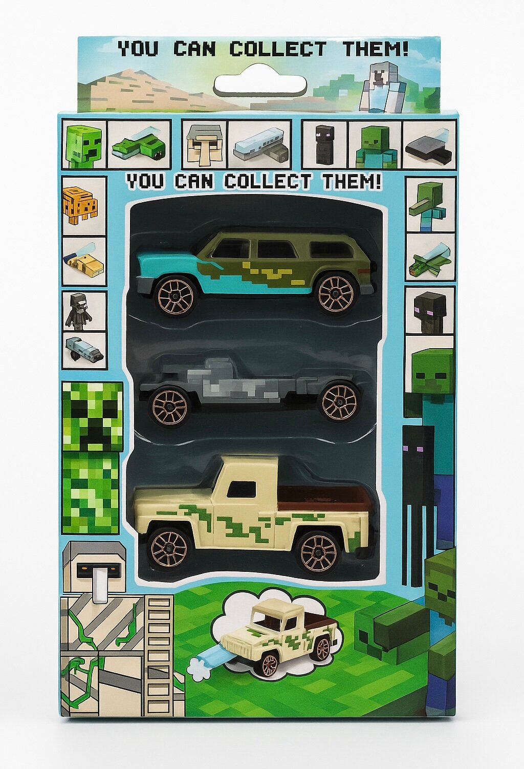 Набор игрушечных машинок в стиле Minecraft, в одном наборе 3 машинки