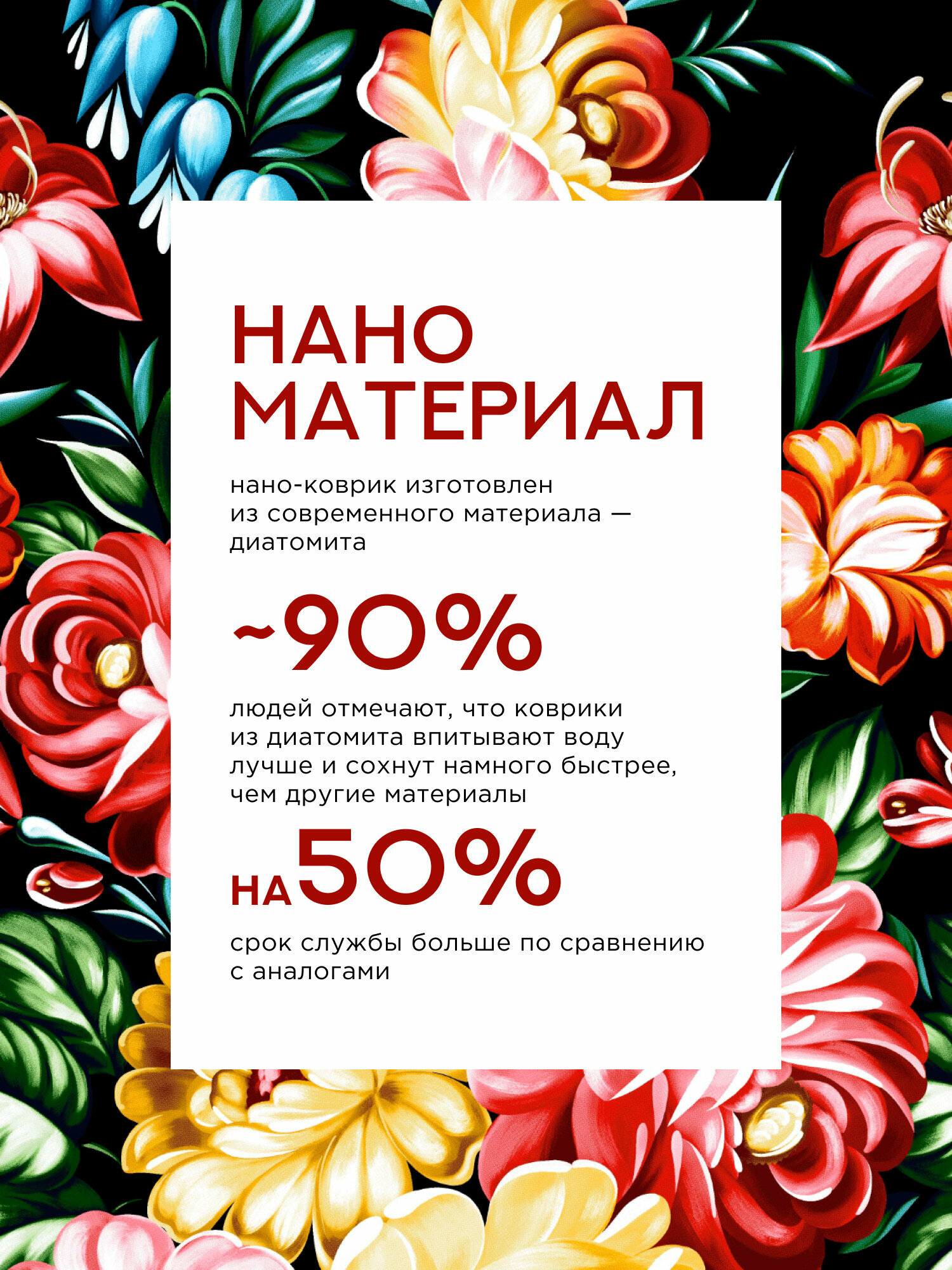 Коврик для сушки диатомит 40х50 "Унисон", Жостово — фото 1