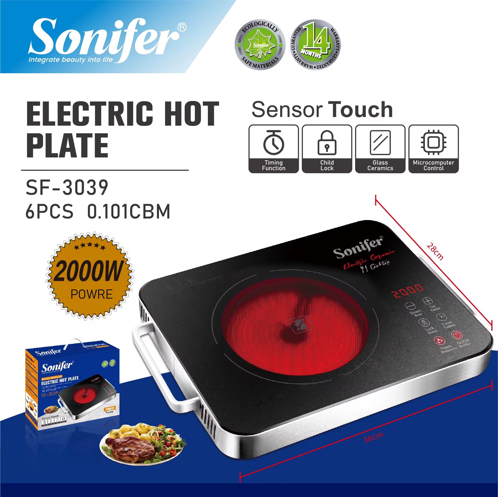Электрическая плита, с керамической поверхностью Sonifer SF-3039