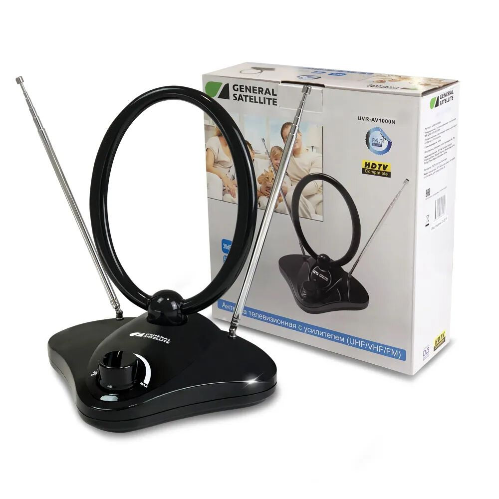 Комнатная Антенна GS UVR-AV1000N DVB-T2/VHF/UHF длина кабеля 13 м