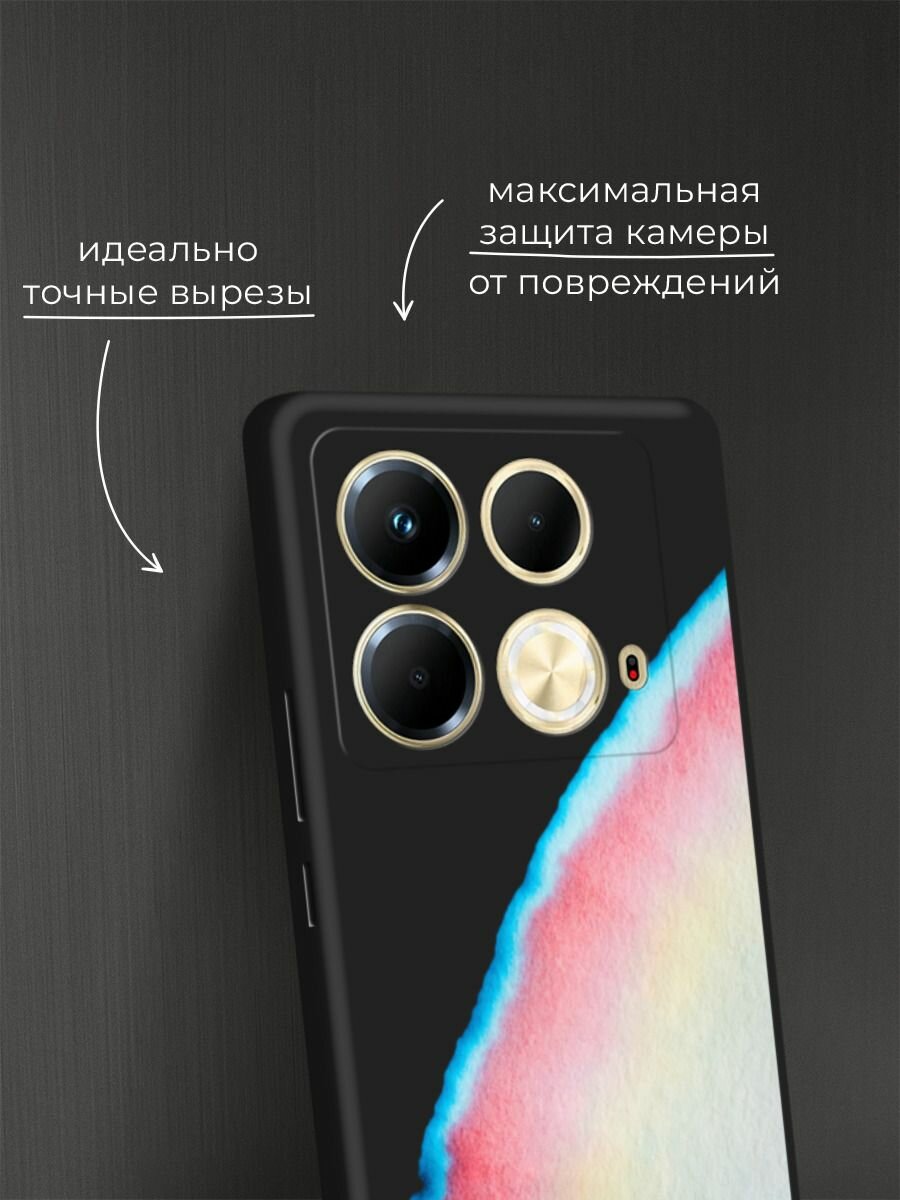 Черный матовый чехол на Infinix Note 40 / Инфиникс Нот 40 с принтом Слияние красок — фото 1