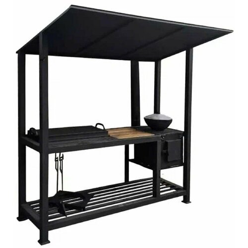 Мангал Лофт ПрофиН20 с печью дымоходом и крышкой на жаровню 63000₽