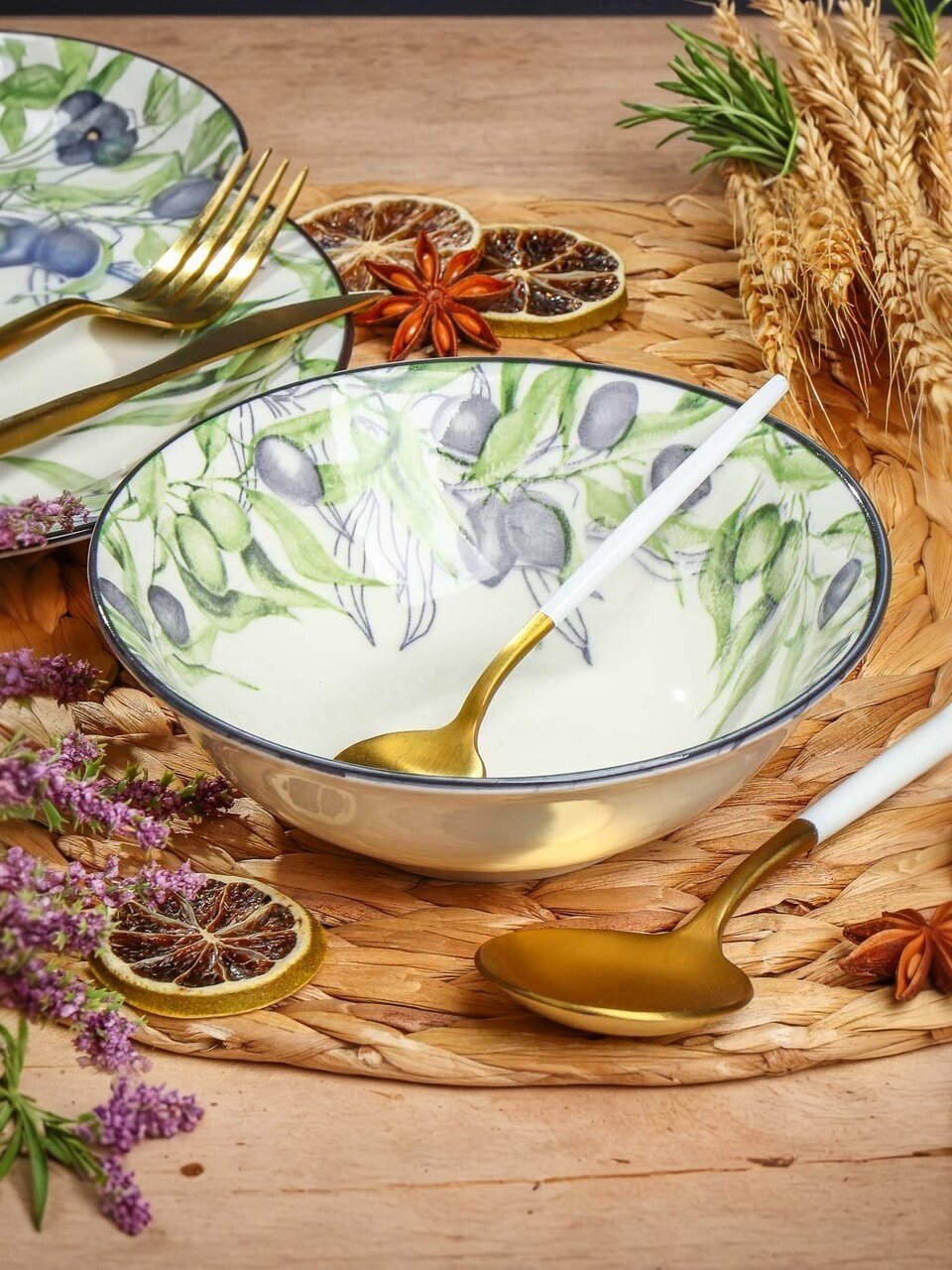 Салатник фарфор, круглый, 15 см, Оливки, MFK07997