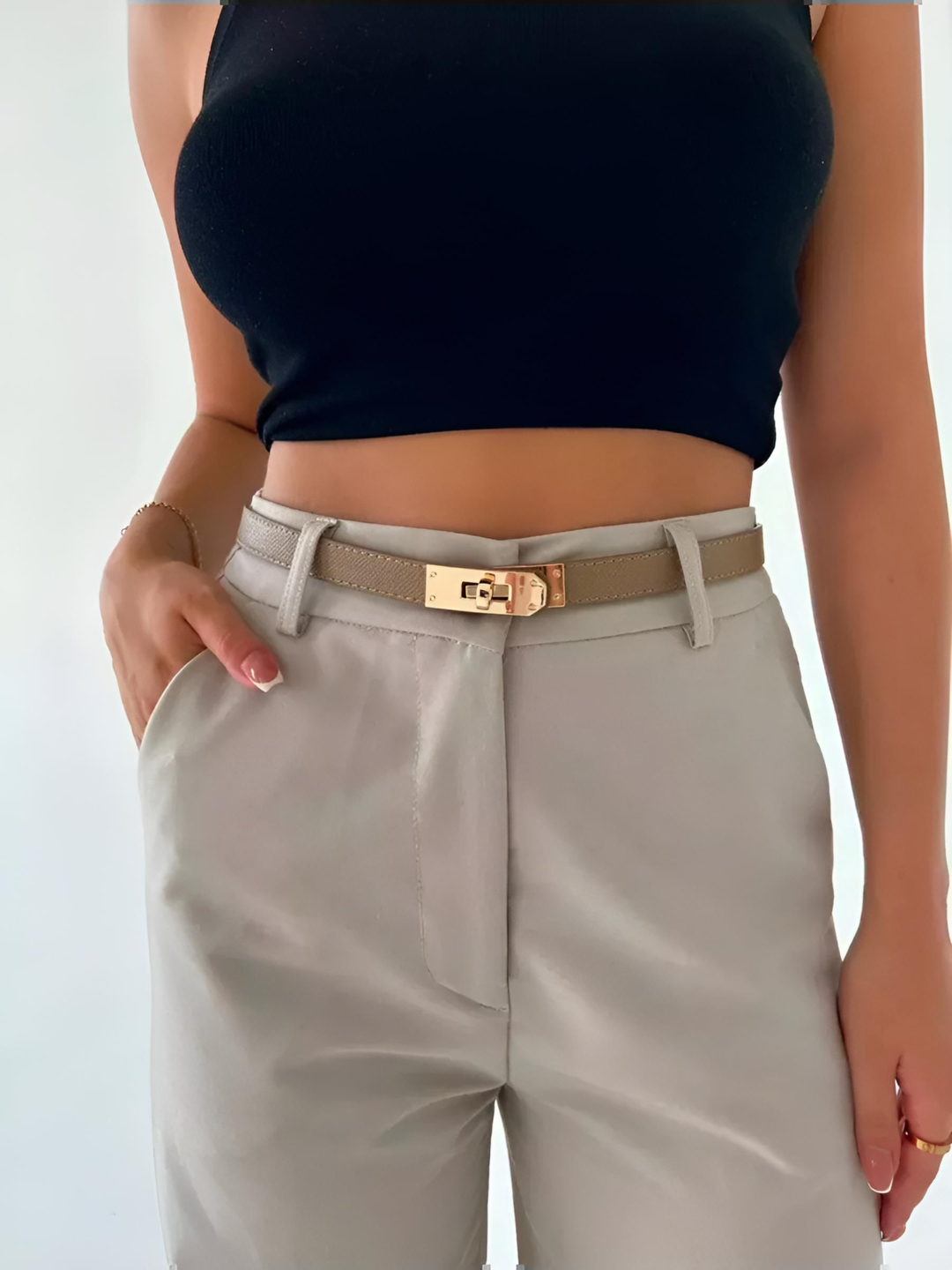 Ремень  для девочек и женщин, размер 100, хаки — фото 1