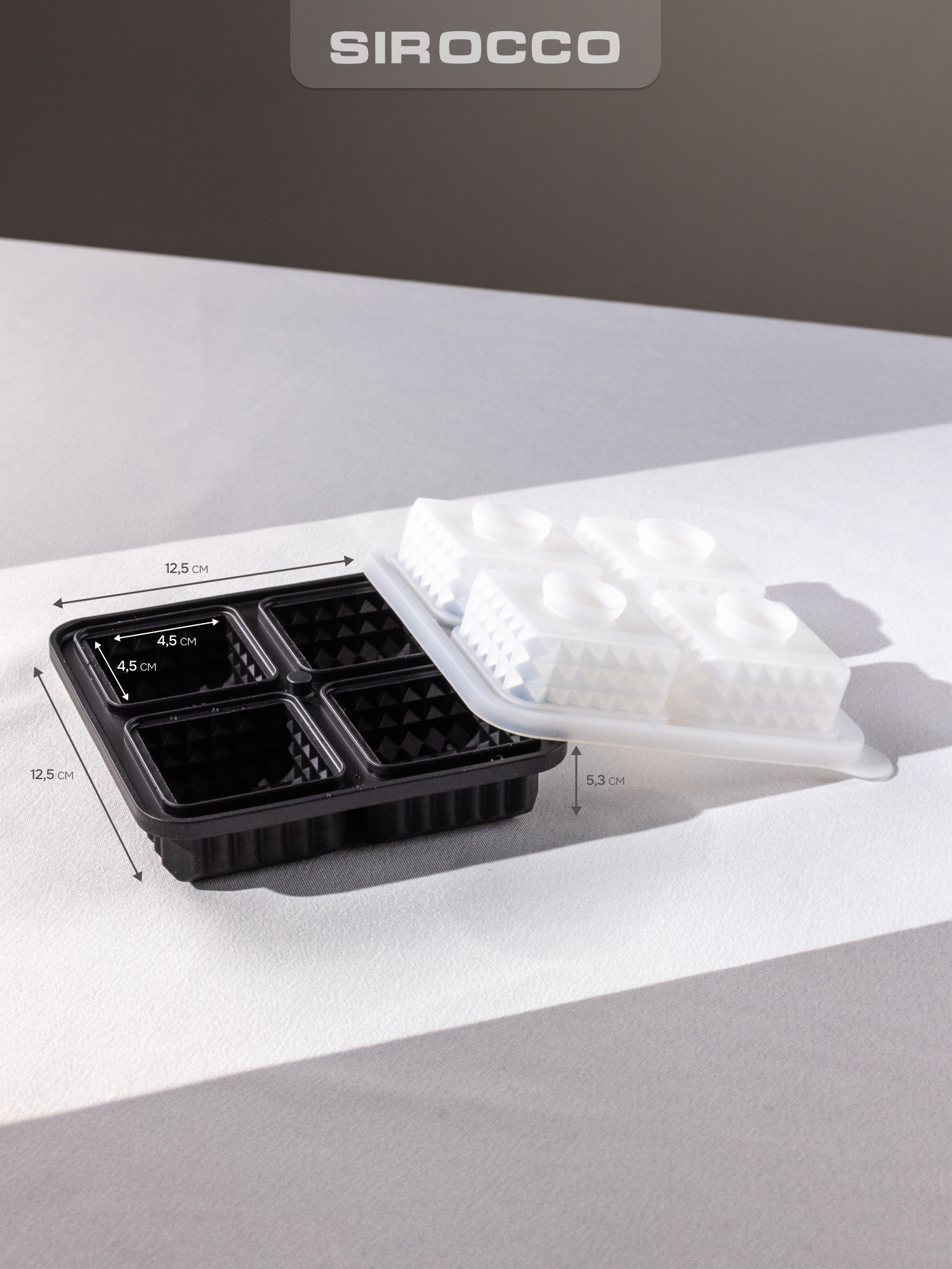 Форма для льда SIROCCO "STRONG" силиконовая, 4 ячейки, кубики — фото 1