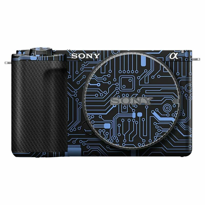 Защитная пленка для корпуса камеры Sony ZV-E10 II с технологией 3M High-Adhesion, синий схемный узор и черная матричная