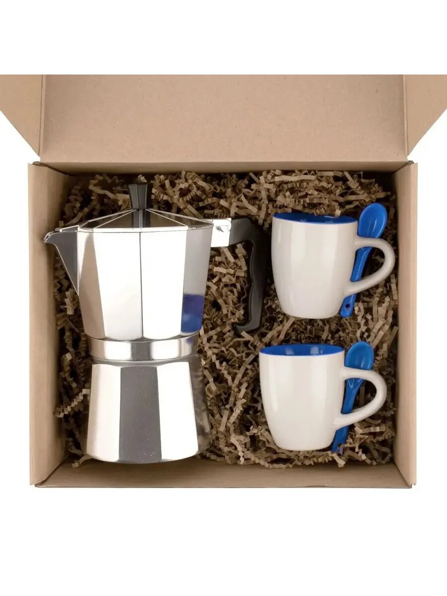 Стильный набор для кофе в синем цвете