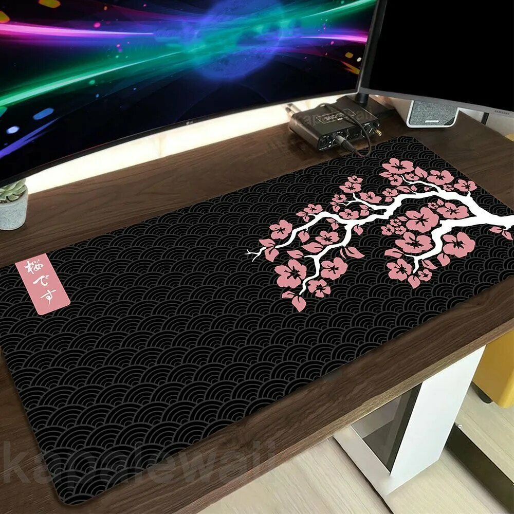 Sakura Коврик для мыши, XXL, черный, розовый, Игровая гарнитура с микрофоном для компьютера и ноутбука