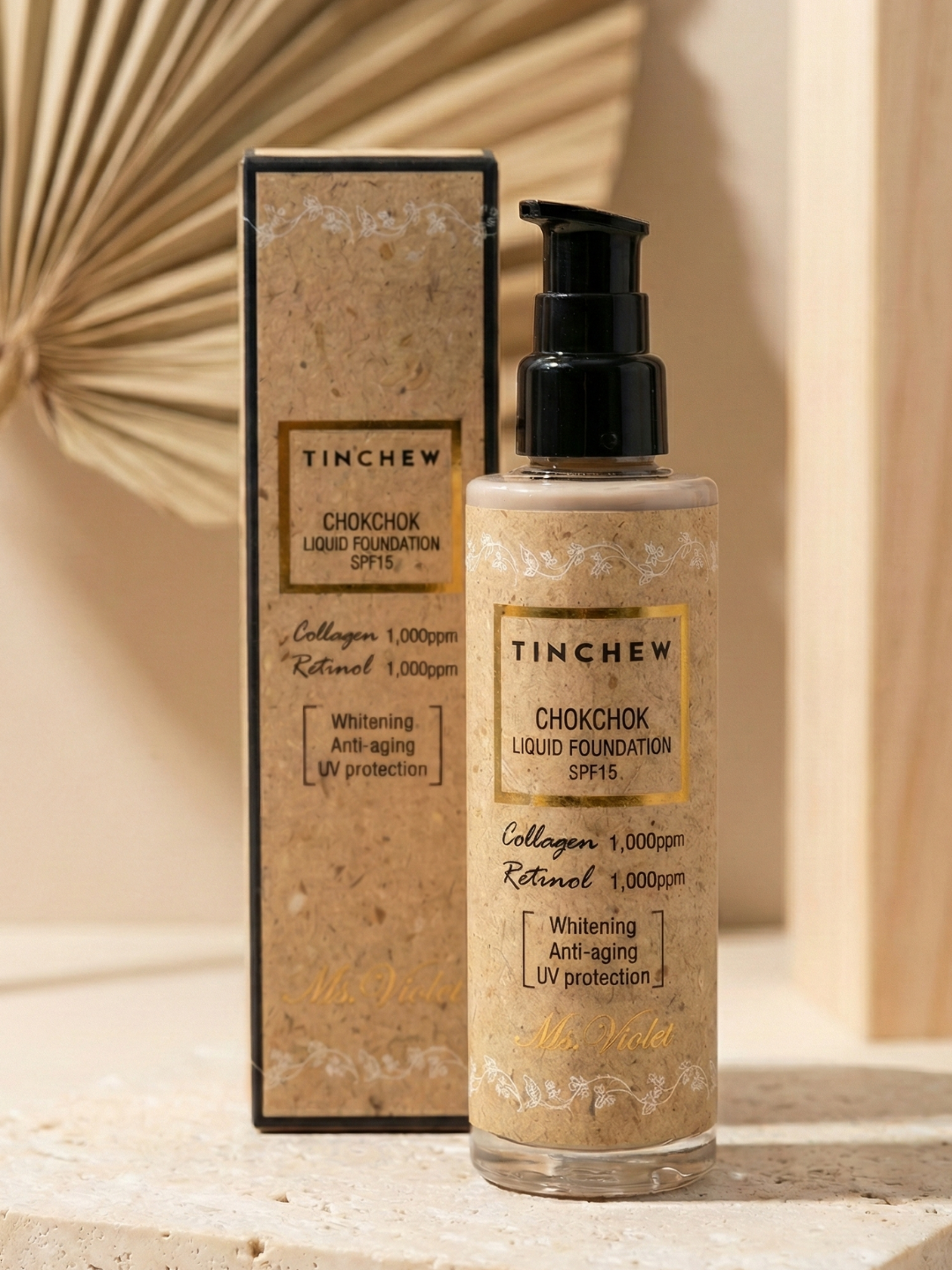Тональная основа Tinchew Chok-Chok Liquid Foundation SPF15 — ровный тон, уход и сияние, 110 мл (оттенки 13/21)