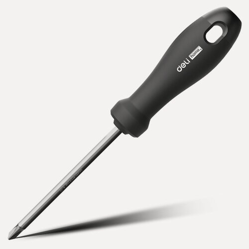 Изображение товара Двухсторонняя отвертка SL5+PH1 "Home Series Black" Deli HT1055 (длина стержня 100мм, Cr-V, эксклюзивный дизайн, софттач, магнит) 104599