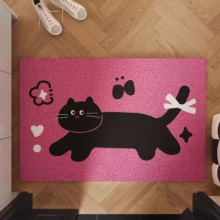 Коврик с милым рисунком кошки 50x80 см, из вязанной ткани, для прихожей, устойчивый к пыли и износу