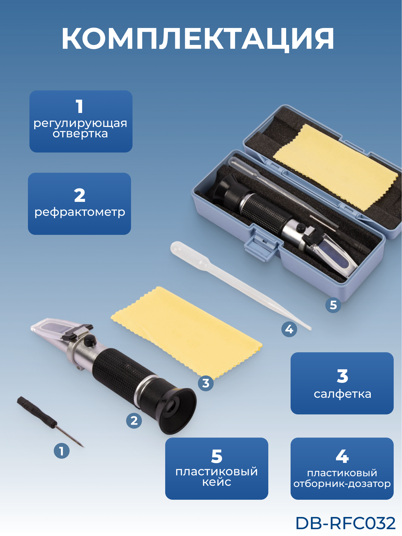 Рефрактометр DEBEVER SafeCut DB-RFC032, для СОЖ, 0-32°, черный, серый — фото 1