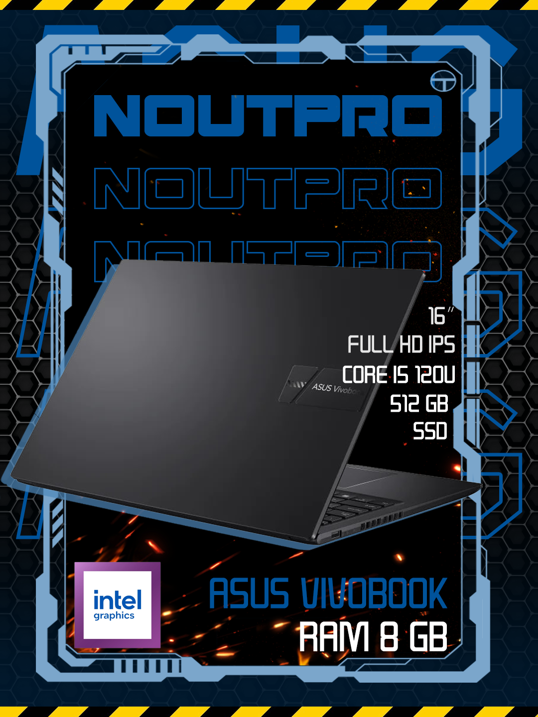 Ноутбук ASUS VivoBook, Intel® Core™ 5 120U, RAM 8 GB , SSD 512 GB, 16″ Full HD IPS