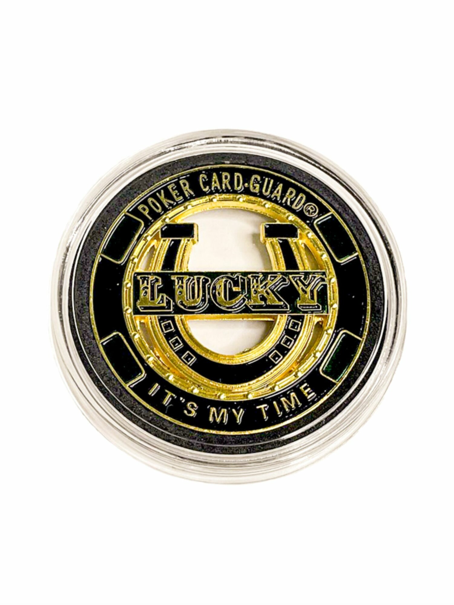 Карт-протектор Partida "Lucky", металл, белый, золотистый, 5x5x1 см, 0.05 кг
