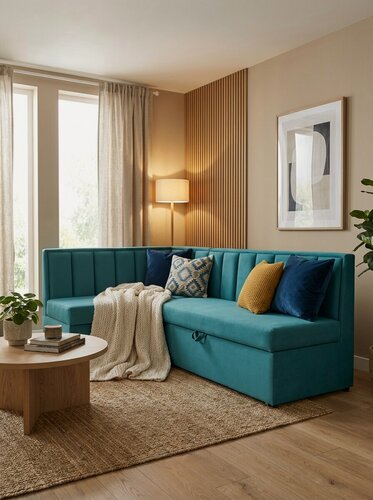 Изображение товара Кухонный уголок Santorini угол левый, голубой