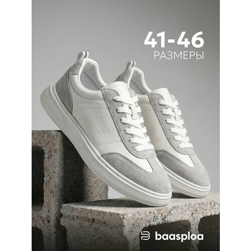 фото Кроссовки baasploa sneaker, полнота 6 (ru)/ на среднюю стопу, размер 43, бело-серый