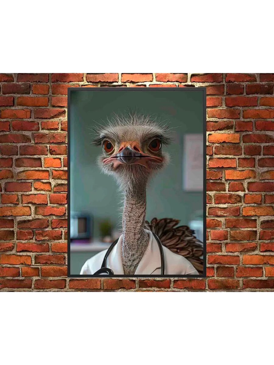 Страусиный птичий доктор 4, Плакат 30x42см
