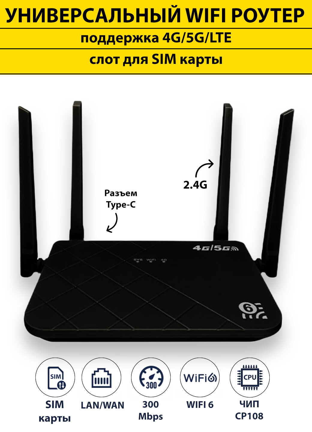 4G/5G WI-FI роутер роутер с поддержкой сим карт роутер wifi для дома300 Мбит/с вай фай роутер SIM card