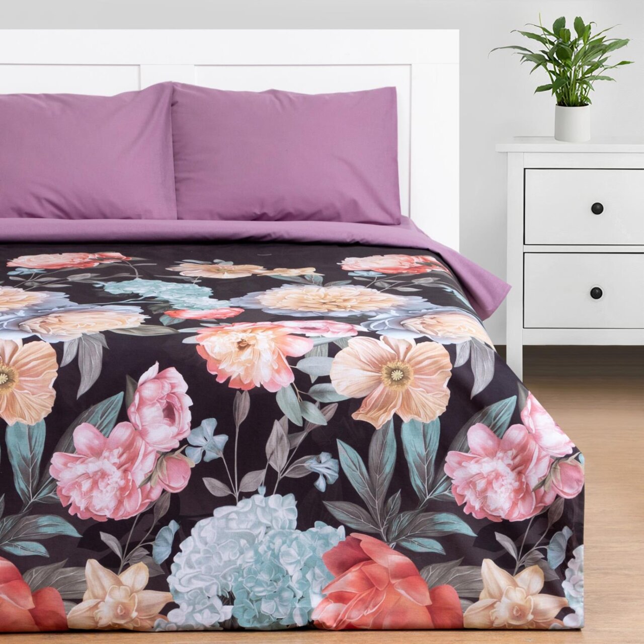 Комплект постельного белья Этель Flowers 1.5-сп нав. 50х70 см поплин