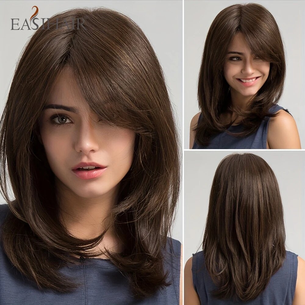 EASIHAIR Короткий пепельно-коричневый прямой синтетический парик