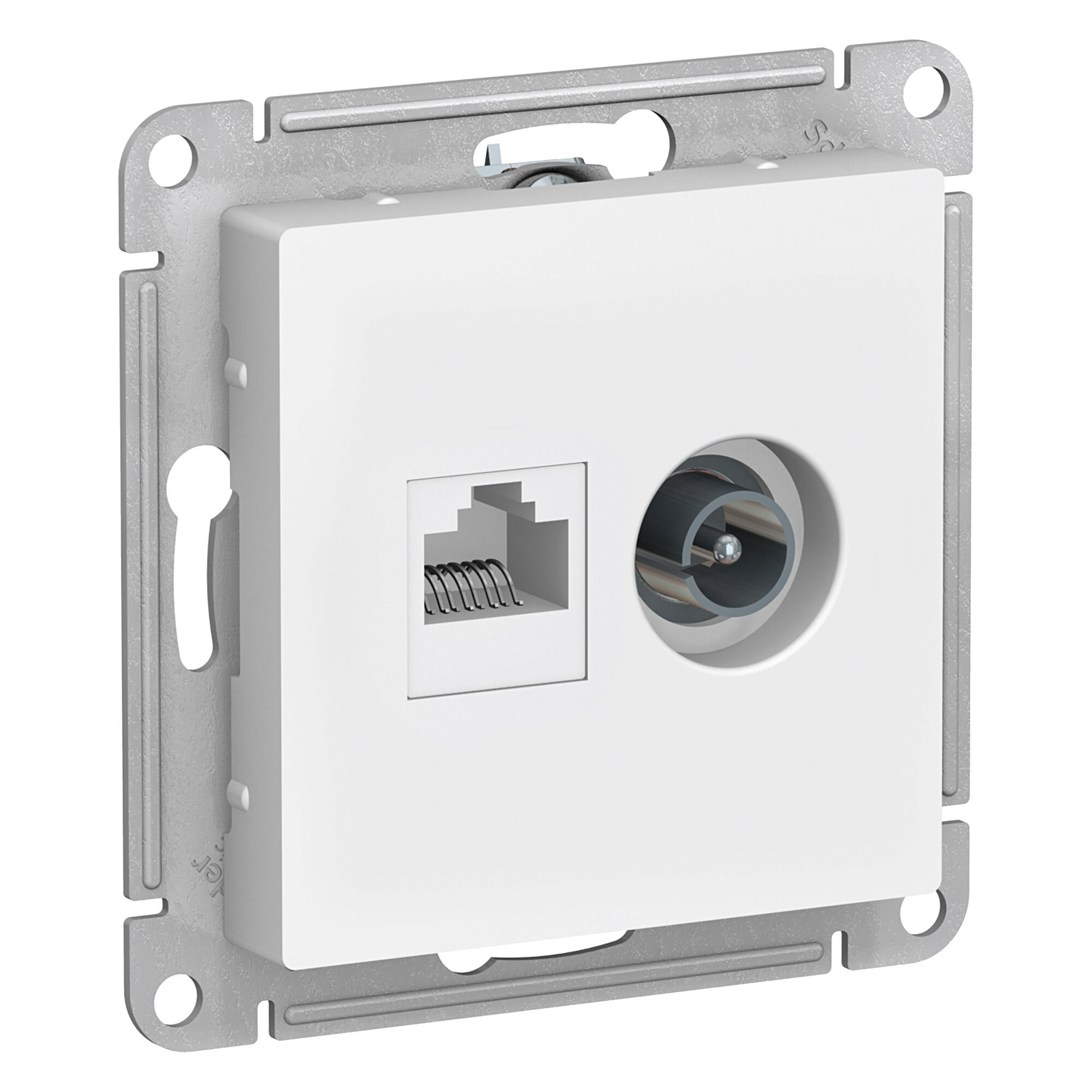 Розетка двойная Atlas Design RJ45+TV (Белый) кат. 5е