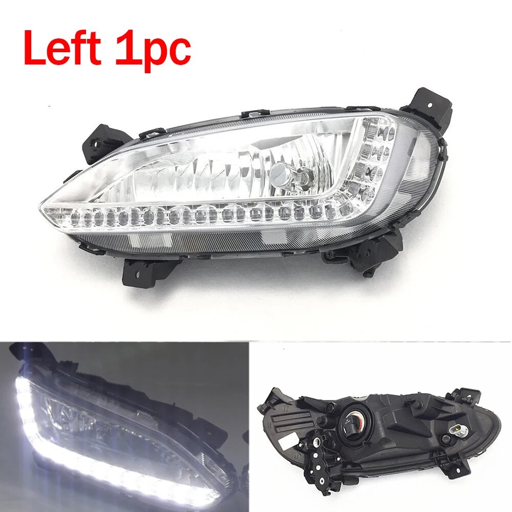 Автомобильные светодиодные противотуманные фары DRL для Hyundai Santa Fe Maxcruz 2013 2014 2015 2016, противотуманные фары переднего бампера, дневные ходовые огни, светодиодные фары, only left