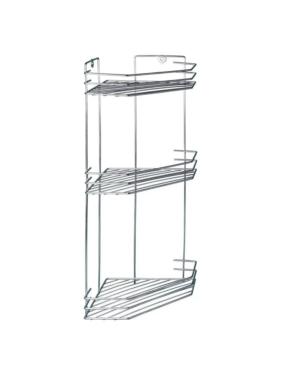 Полка для ванной Rosenberg угловая 3 яруса хром бриллиант сталь нагрузка до 5 кг