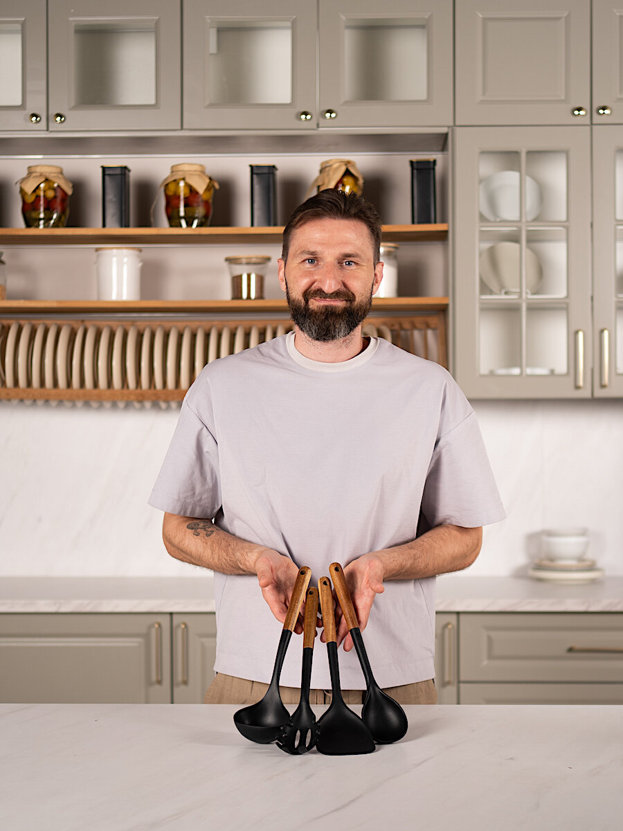 Изображение Набор кухонных принадлежностей hilZz из силикона и дерева 6 предметов