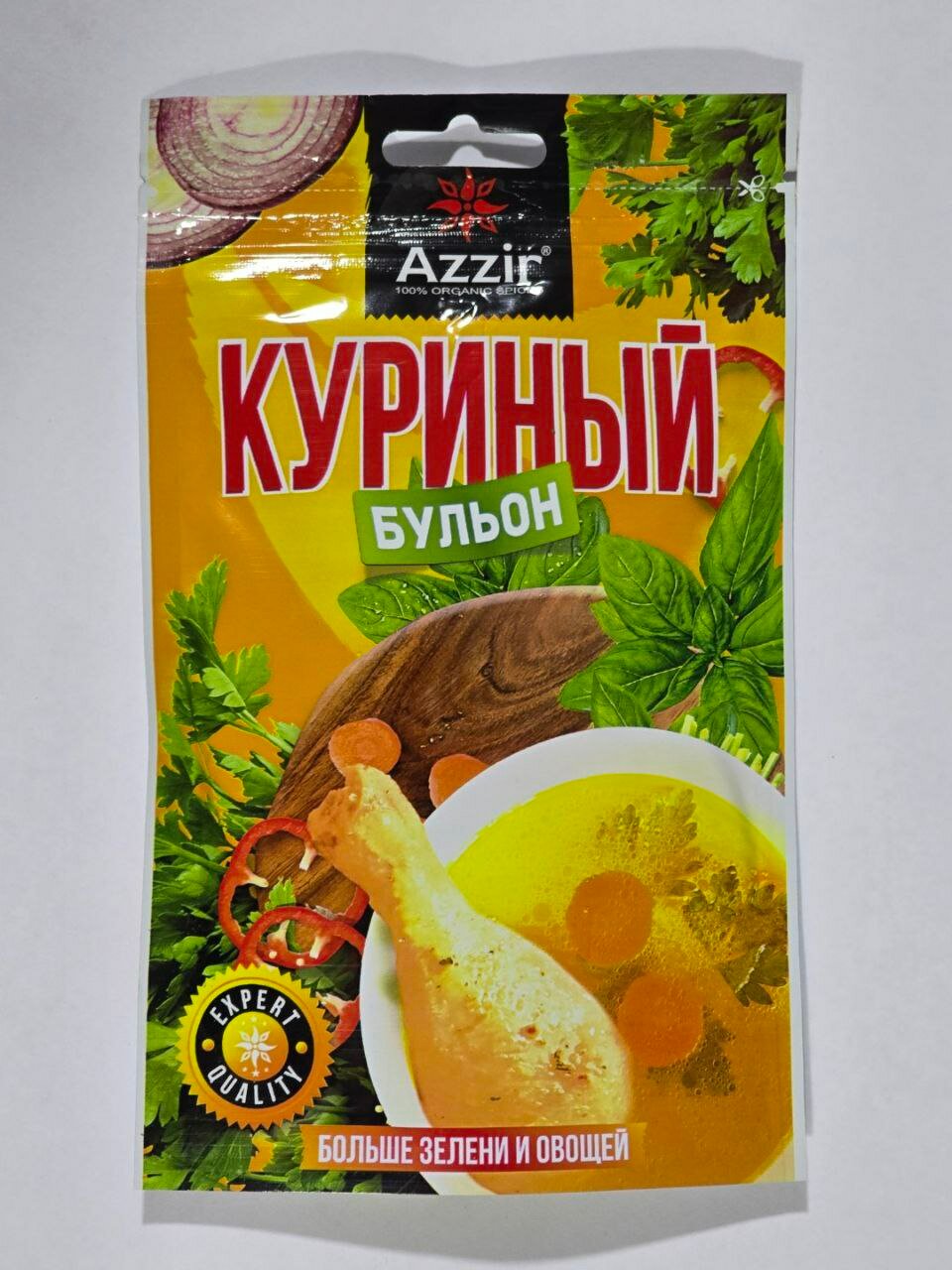Куриный бульон от "Azzir", с сушеными овощами, упаковка дой-пак, 120 г